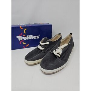 Truffles Overboard Black Canvas Lace Up Low Top Sneakers Nautical Preppy Retro
